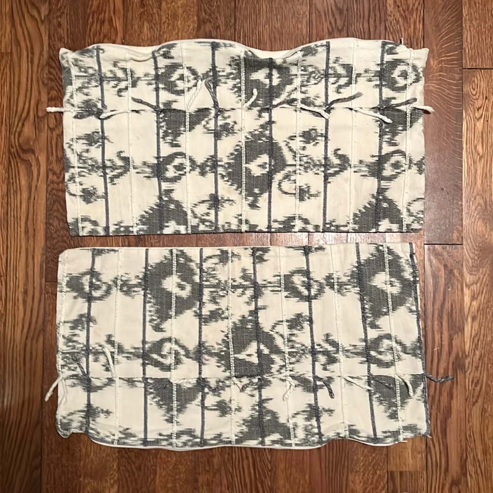 Crate and Barrel pillow covers gray cream ikat